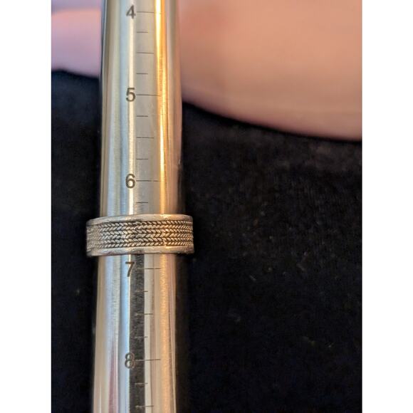 Vintage Signed NF 925 Sterling Silver Wheat Design Unisex Band Ring Size 6.5 - Picture 7 of 8